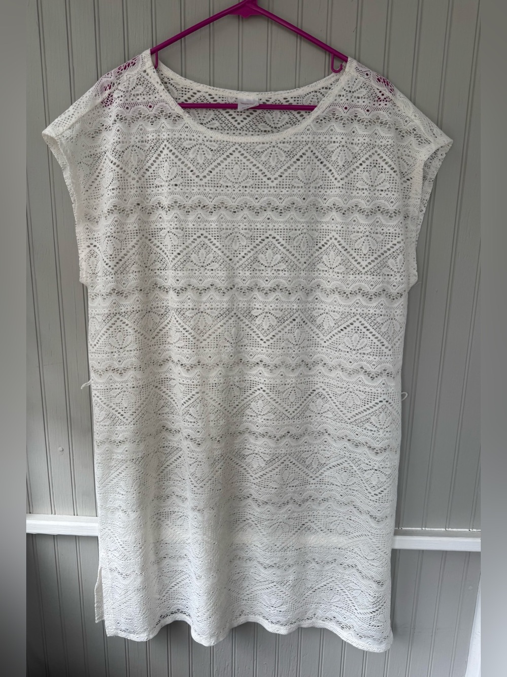 Merona White Crochet Beach Coverup Tunic